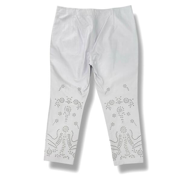 Ralph Lauren Floral Eyelet Embroidered Lamb Leather Ankle Pants Womens Sz 16 - Picture 7 of 12
